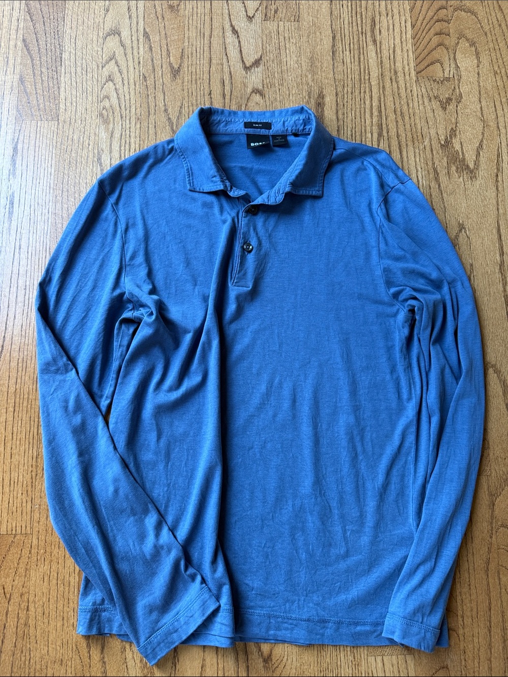 Boss Men's Long-Sleeve Polo in Blue